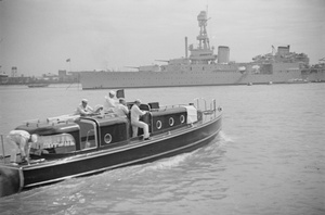 USS Augusta, with the admiral's boat, Shanghai