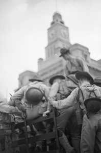 Marines boarding  truck at Customs Jetty, Shanghai