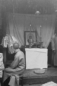 Attendants at coffin shrine, Shanghai