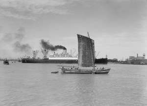 Junk and steamship, Shanghai