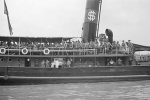 American Marines on Dollar Line tender, Shanghai