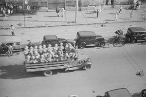 Soldiers in a truck, Shanghai