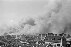 Sihang warehouse and distant fires, Shanghai