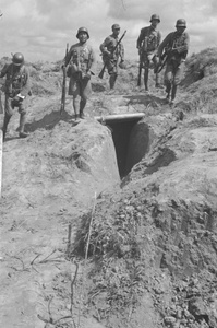 Nationalist soldiers and dugout, Shanghai