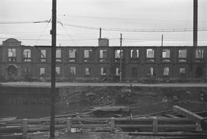 Burnt out creekside factory, Shanghai