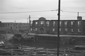 Burnt out creekside factory, Shanghai