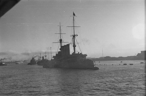 Japanese cruiser 'Izumo' and other vessels, Whangpoo River, Shanghai