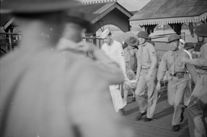 American Marines with stretcher, Shanghai
