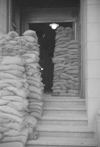 Sandbagged entrance to National City Bank of New York, Shanghai