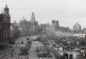 Shell oil trucks on the Bund, Shanghai