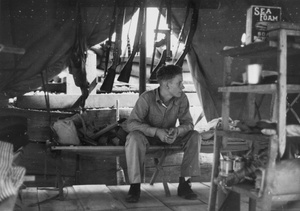 American Marine in tent by checkpoint, Shanghai