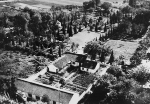 Walled garden and house