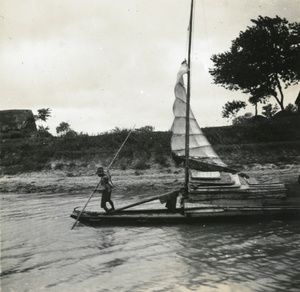 Propelling a boat with a pole