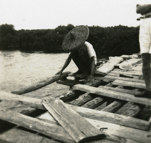 Repairing a wooden bridge