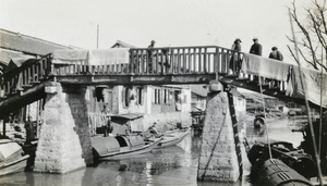 Laundry drying on wooden bridge