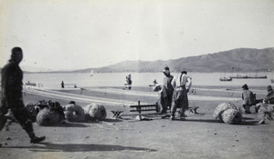 Rope making on a beach