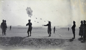 Soldiers of the 1st Chinese Regiment flying kites