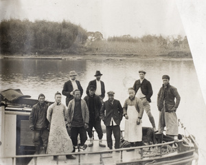 Europeans and crew aboard the houseboat 'Patrol'