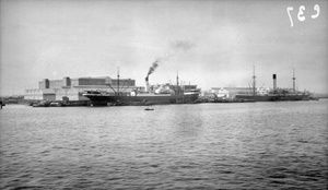 Steamers berthed at Holts Wharf, Shanghai