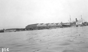 A steamship and warehouses, Canton