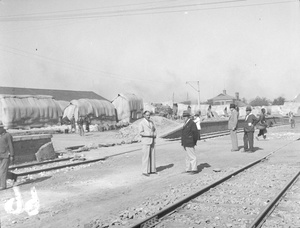 Foreigners in goods yard in Hotung district (河东), Tientsin