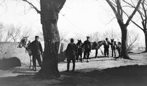 Horses and grooms, British Legation Lodge (Ta Tau Tze), Beijing