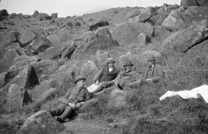 Walking party resting, Tai Mo Shan, Hong Kong