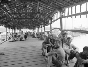 Waiting on a jetty, Swatow, 1934