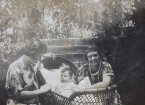 Mrs Allen and Mrs Mary Ada Trobridge, with baby John Allen, Hong Kong