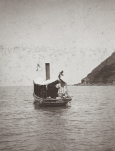 Steam launch 'Stibnite', Lantau Island (大嶼山), Hong Kong, decorated for Christmas