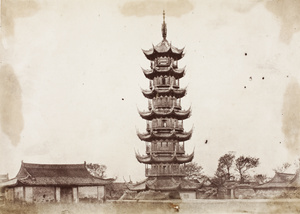 Drying yarn at Longhua pagoda, Shanghai