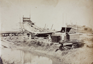 Junk building in the dock yard near Shanghai