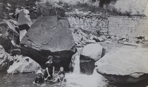 William Boyd Cooper and others, swimming in a stream, near Peking