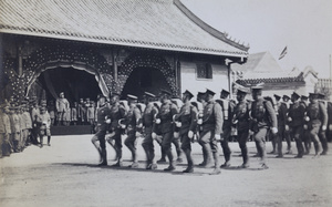 Chinese troops parading before Yuan Shikai, Peking
