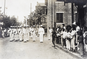 Russian sailors guarding the Foreign Settlement, Shanghai, during the Xinhai Revolution