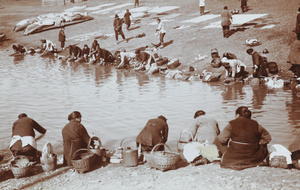 Women washing laundry in a river, Nanking