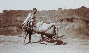 Sacks on a wheelbarrow