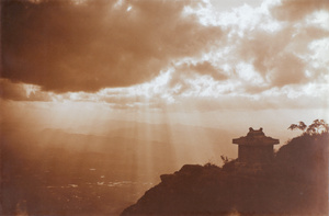 Landscape, with rays of sunshine