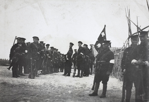 Revolutionary soldiers, with flag