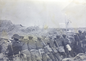 Revolutionary troops in a trench