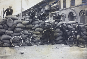 Street barricade, with British bluejackets