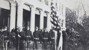 American marines with flag at the American Consulate General, Hankow