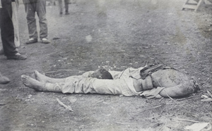 The corpse of a beheaded man