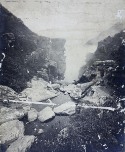 Mountain stream and top of waterfall, Kuling